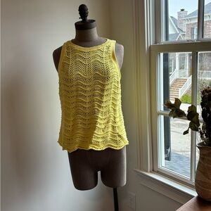 Sundance Yellow Openwork Knit Tank Top